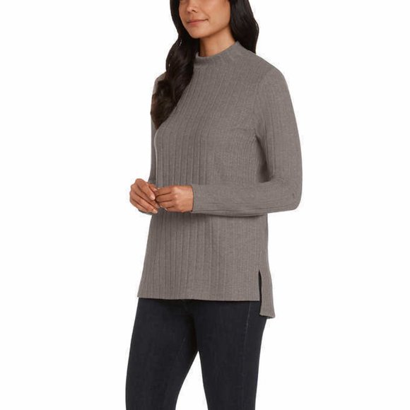 NWT Matty M Women's Long Sleeve Mock Neck Tunic Top Gray Size M $60 AA130 - Picture 2 of 3